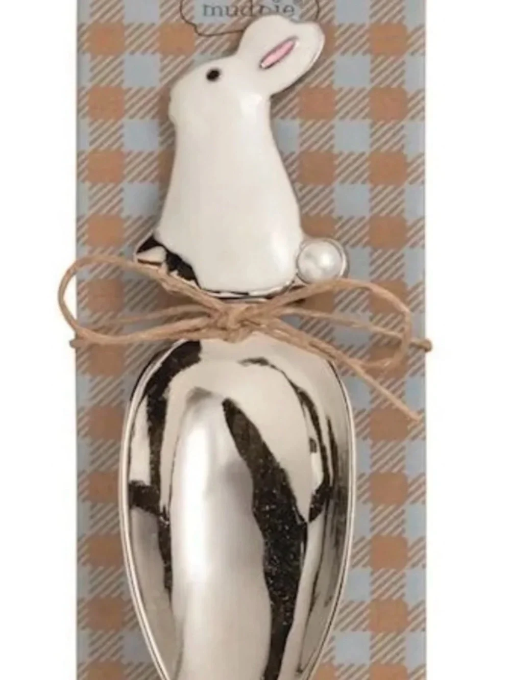 White Bunny Enamel Handle Serving Spoon - Mud Pie